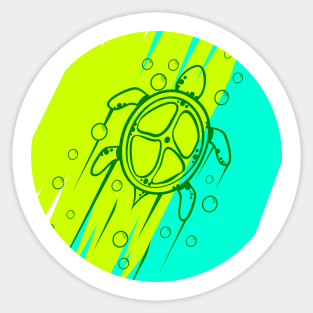 Swimming Turtle (Blue Green) Sticker